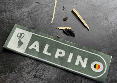 Woven label for heritage camping brand Alpino. Designed by Dumonk, co-founder of "Three Tales"