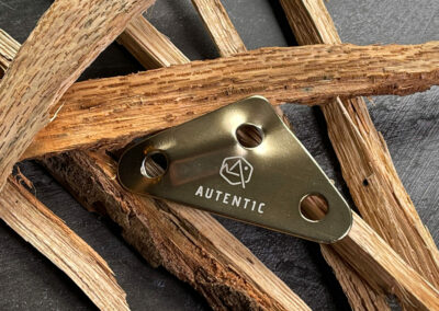 Metal Branding for glamping brand Autentic. Designed by Dumonk, co-founder of "Three Tales"